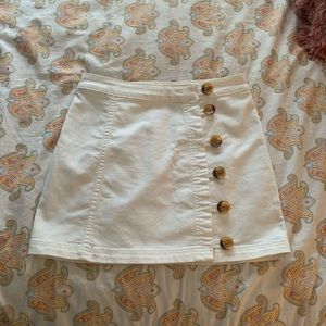 Free People White Button-up A-line Skirt